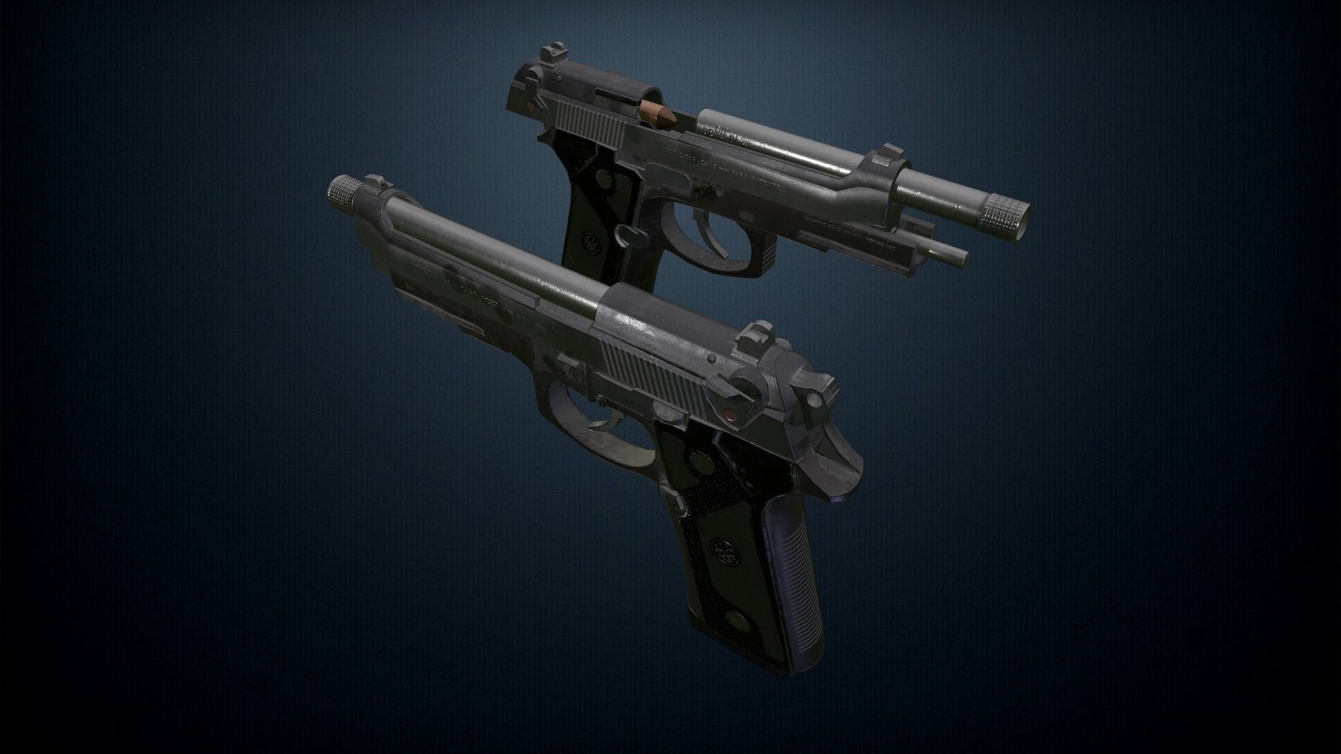 Beretta M9A3 pistol Low-poly 3D model_2