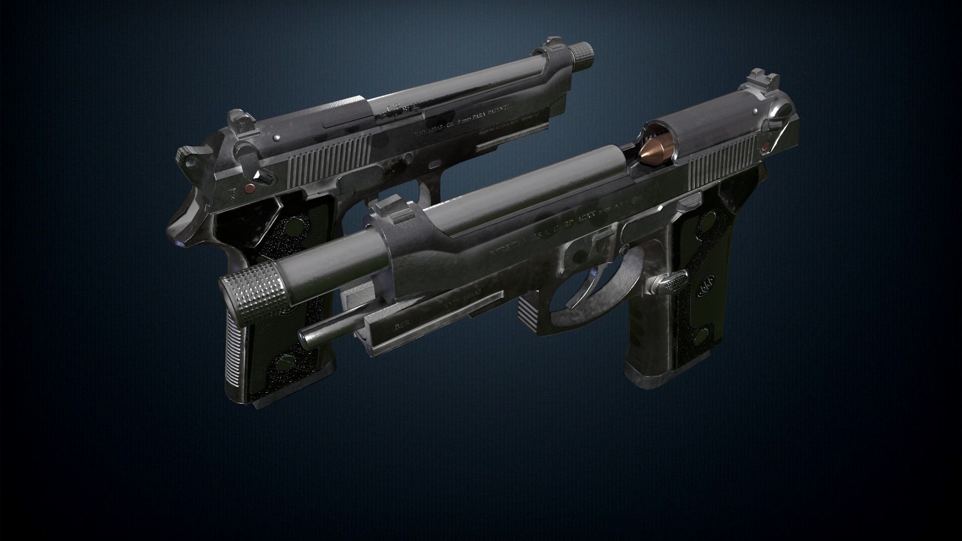 Beretta M9A3 pistol Low-poly 3D model_1