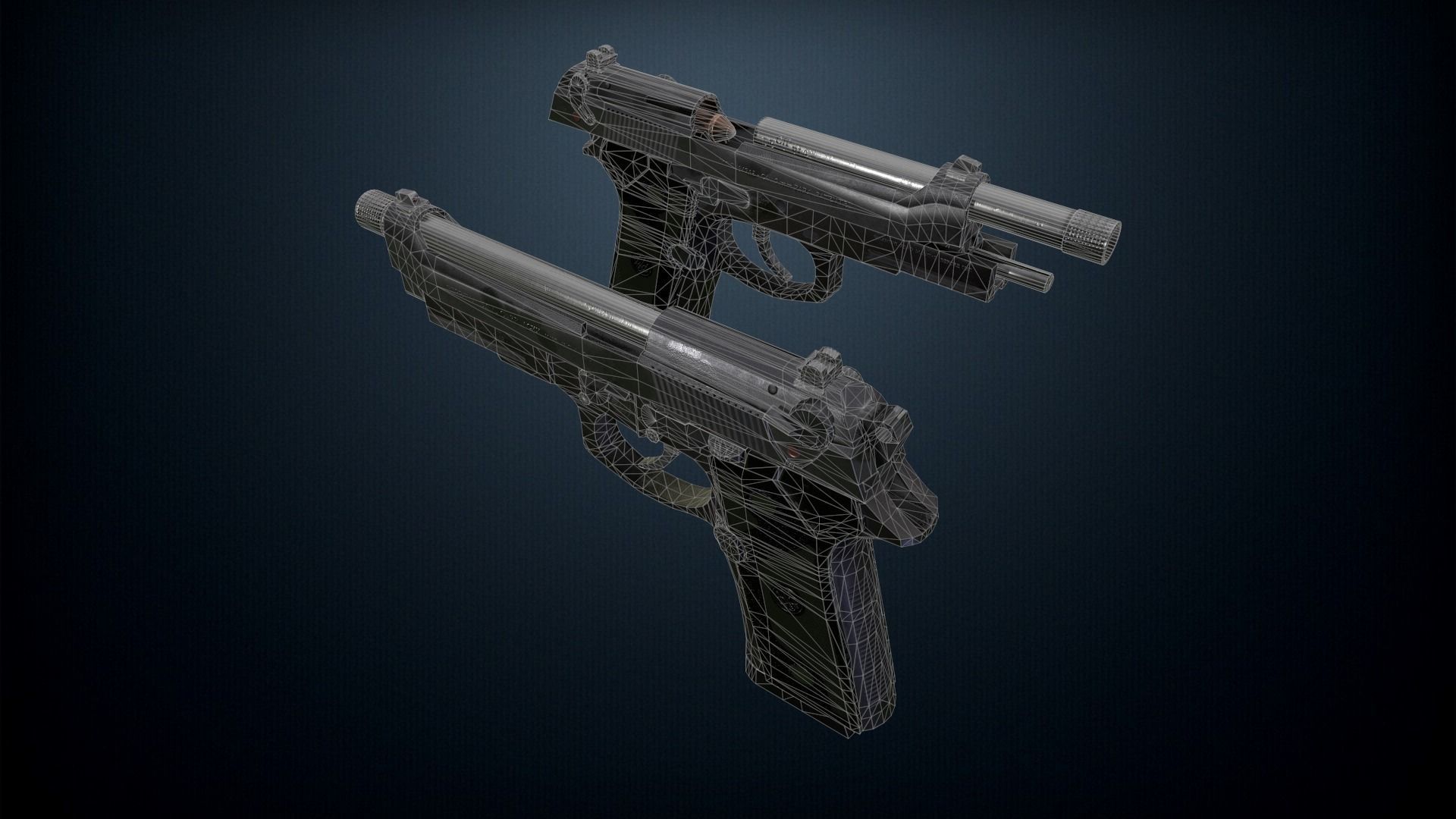 Beretta M9A3 pistol Low-poly 3D model_3