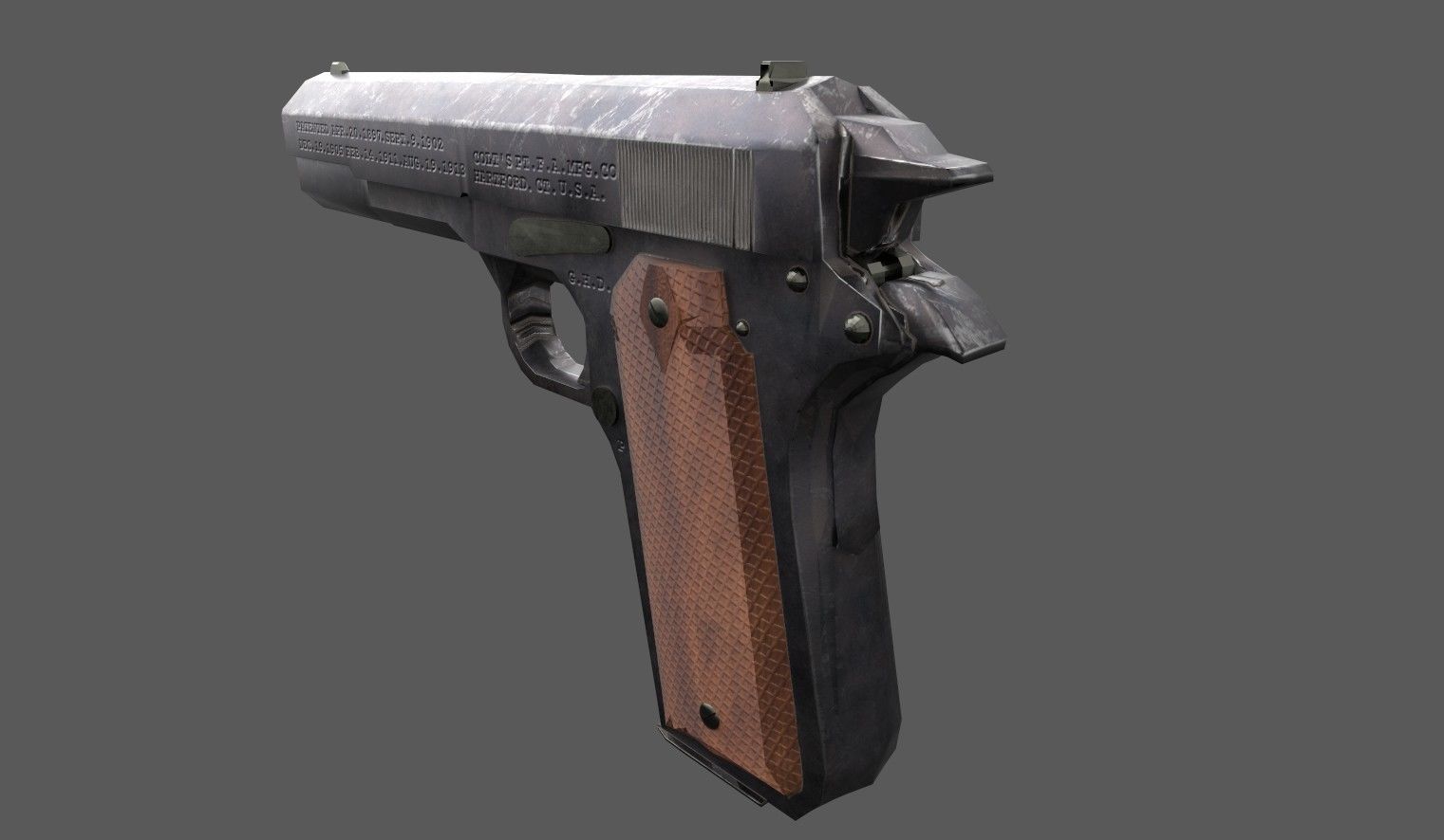 M1911 Colt Low-poly 3D model_3