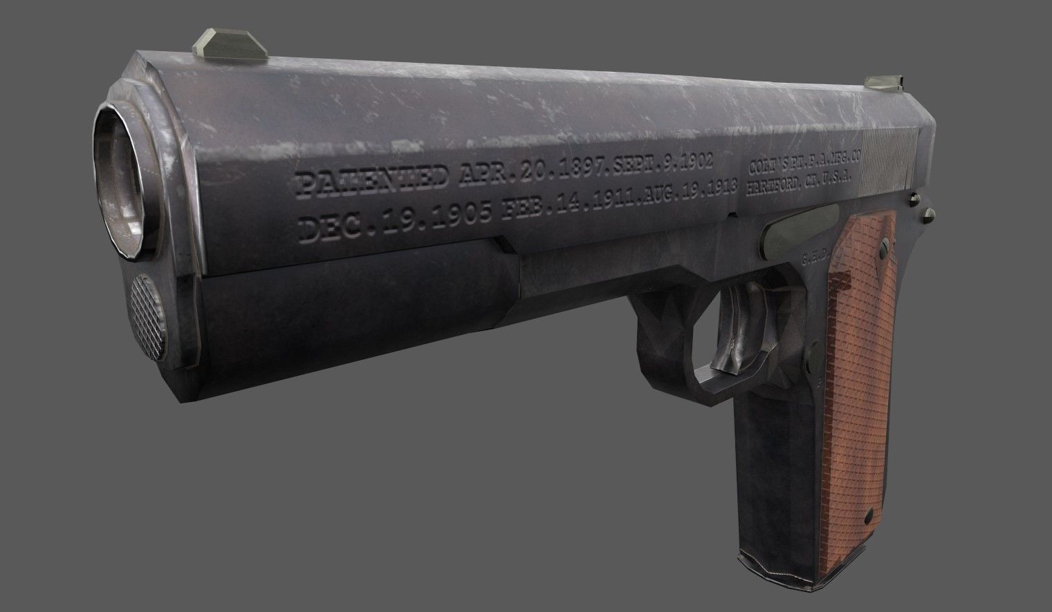 M1911 Colt Low-poly 3D model_2