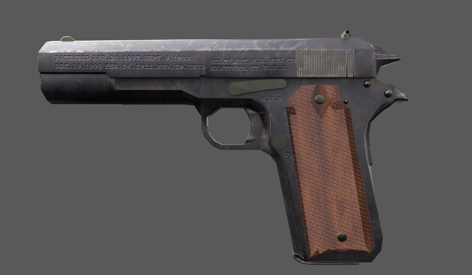 M1911 Colt Low-poly 3D model_1