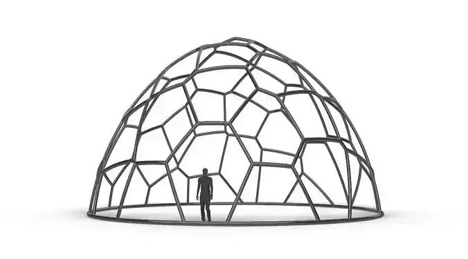 Voronoi Dome Wireframe Structure Stand Alone Pavilion