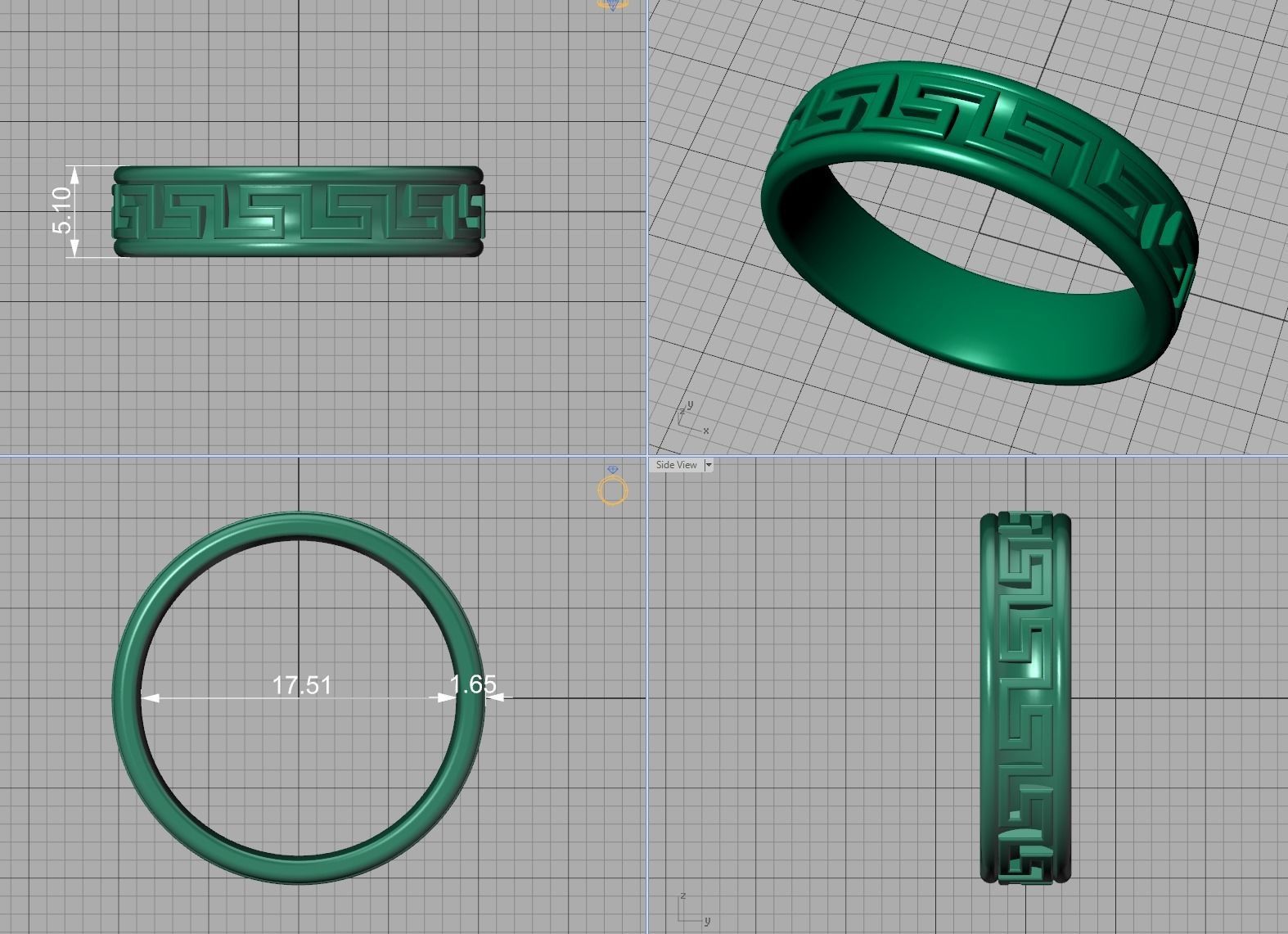 Meander Wedding ring 3dmodel 5mm wide band 3D print model_8