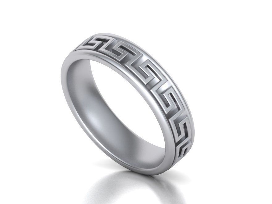 Meander Wedding ring 3dmodel 5mm wide band 3D print model_13