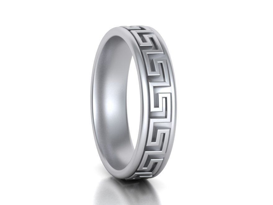Meander Wedding ring 3dmodel 5mm wide band 3D print model_4