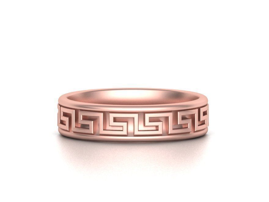 Meander Wedding ring 3dmodel 5mm wide band 3D print model_3