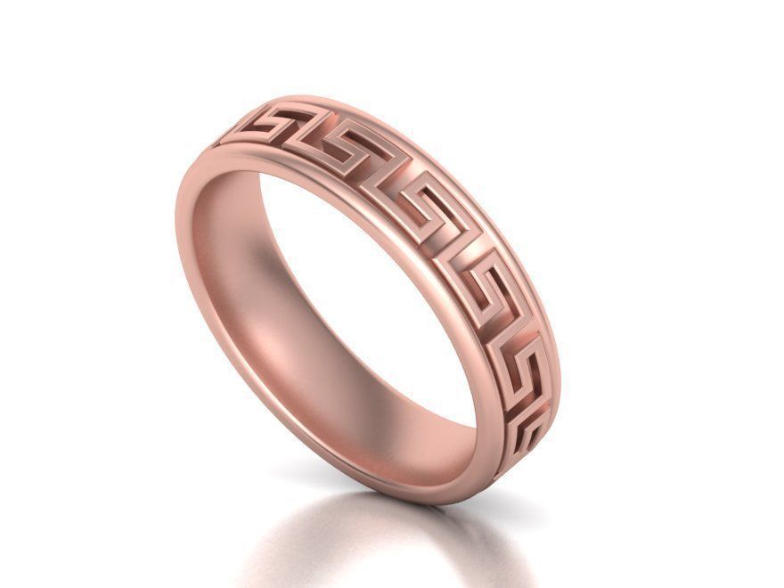 Meander Wedding ring 3dmodel 5mm wide band 3D print model_15