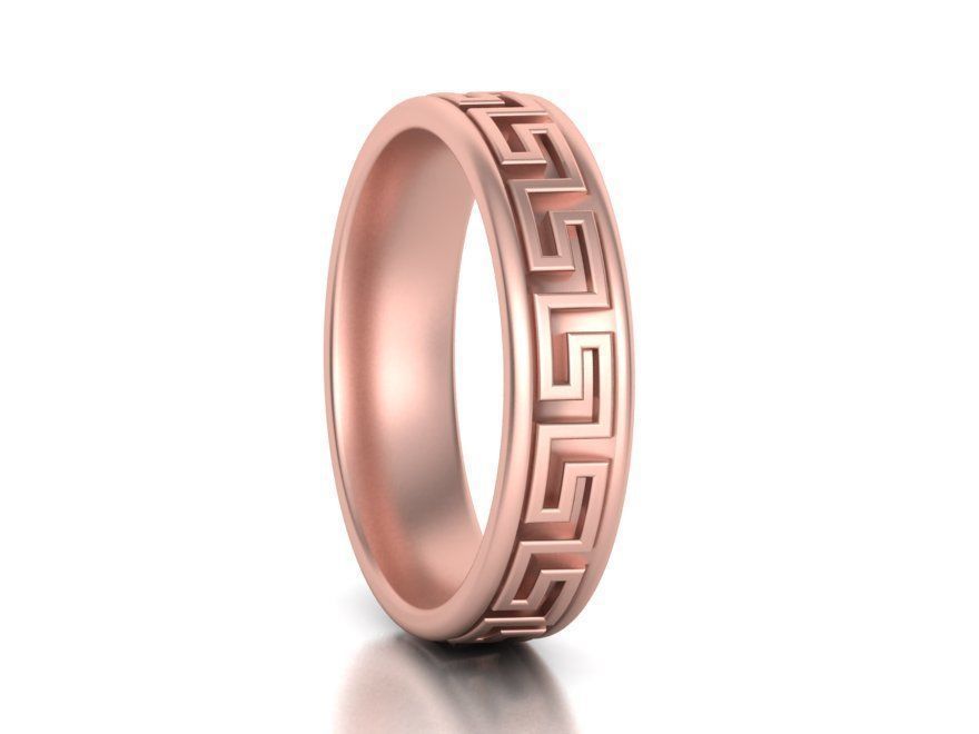 Meander Wedding ring 3dmodel 5mm wide band 3D print model_6