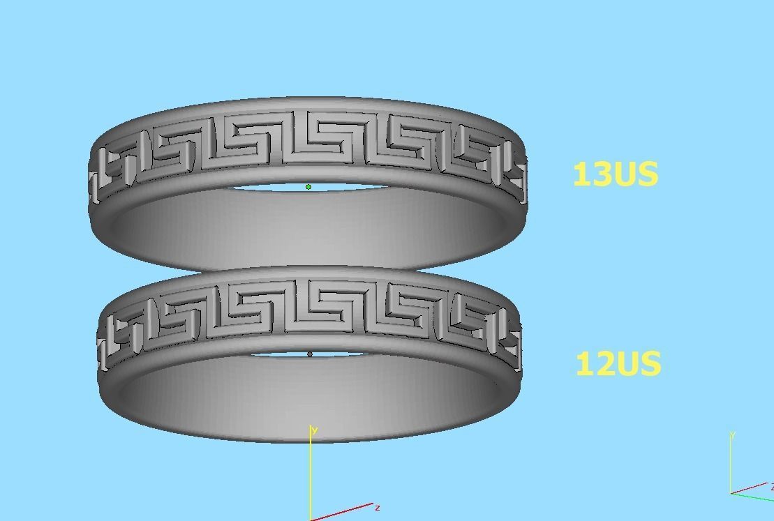Meander Wedding ring 3dmodel 5mm wide band 3D print model_18