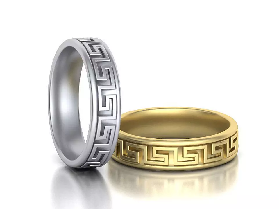 Meander Wedding ring 3dmodel 5mm wide band 3D print model_0