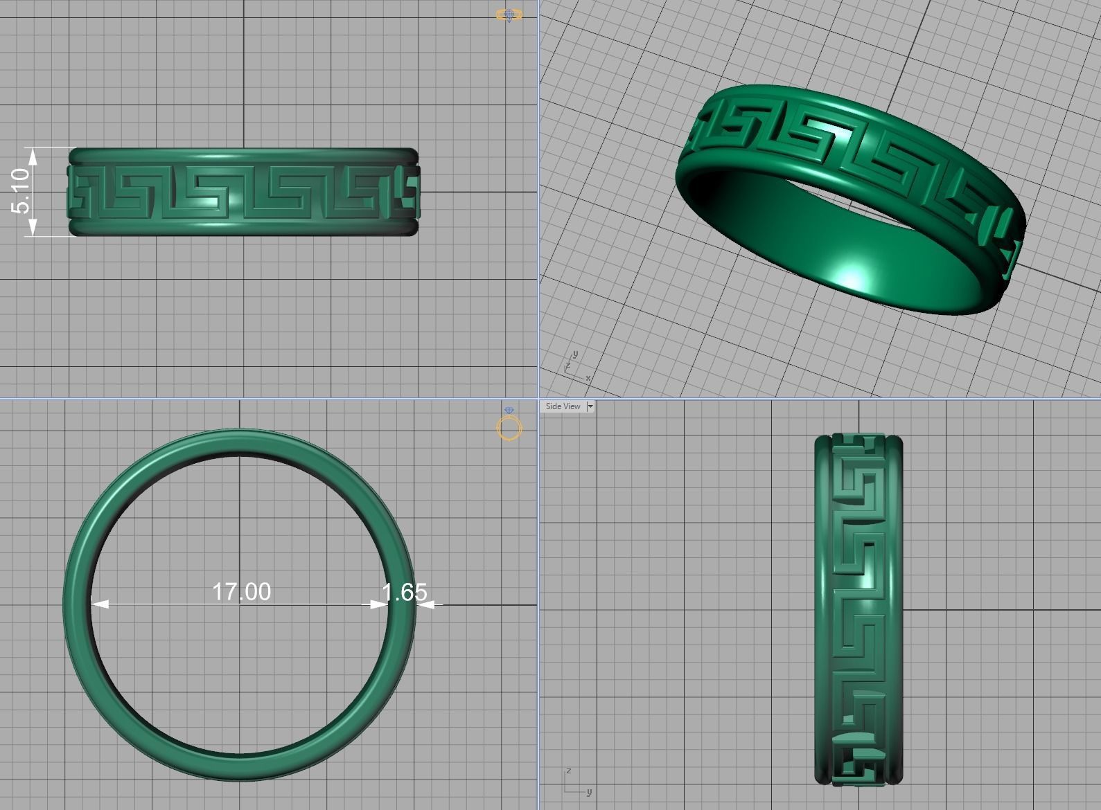 Meander Wedding ring 3dmodel 5mm wide band 3D print model_9