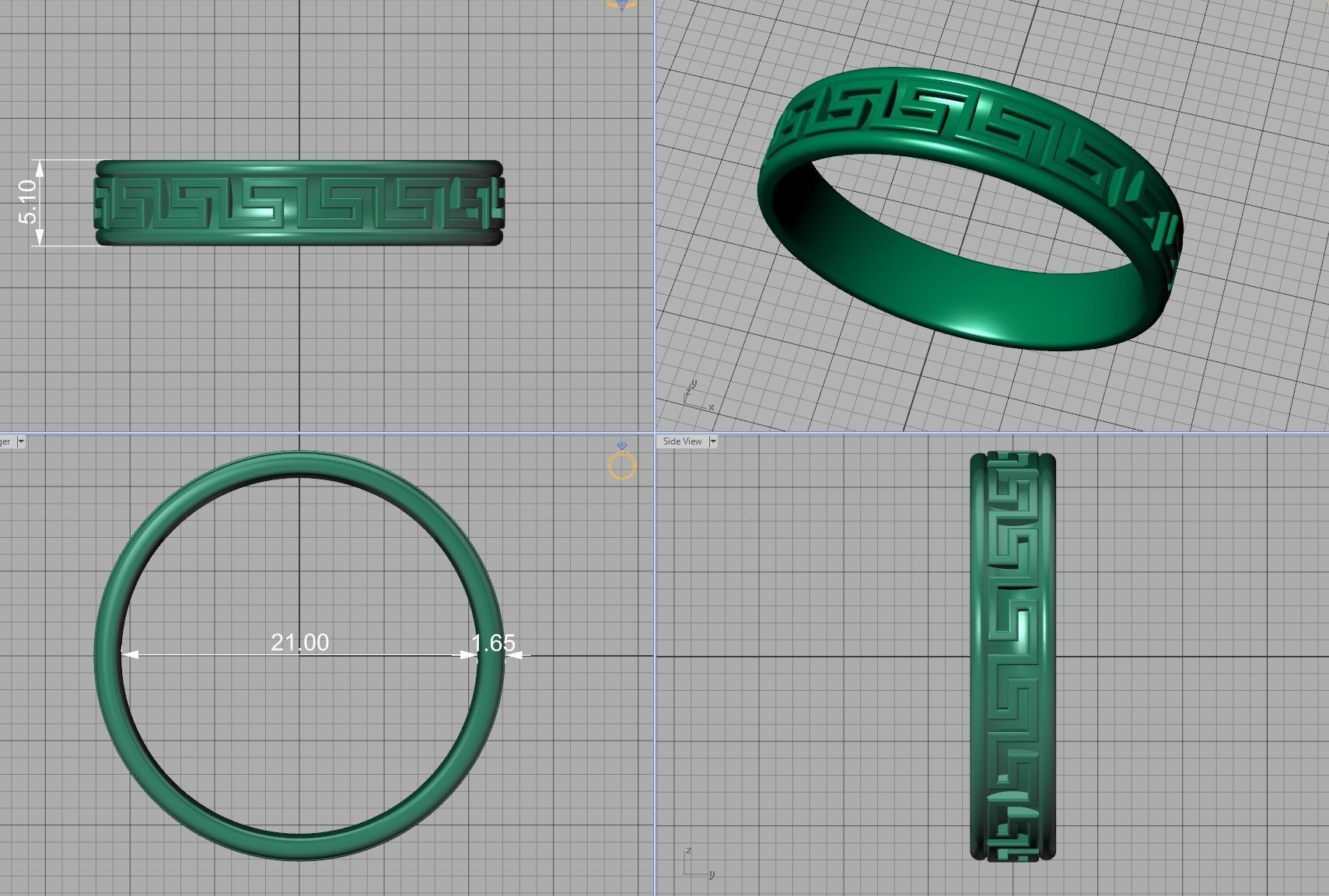 Meander Wedding ring 3dmodel 5mm wide band 3D print model_10