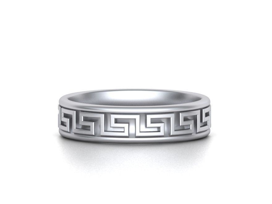 Meander Wedding ring 3dmodel 5mm wide band 3D print model_1