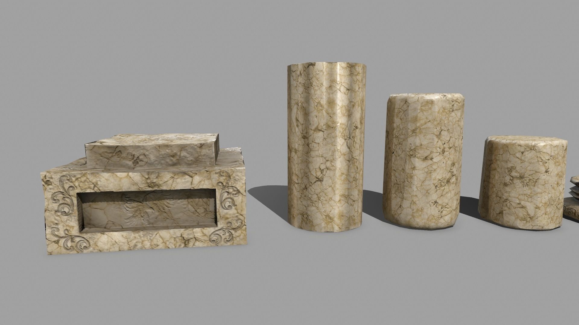 Pillar Set three pillars Low-poly 3D model_11