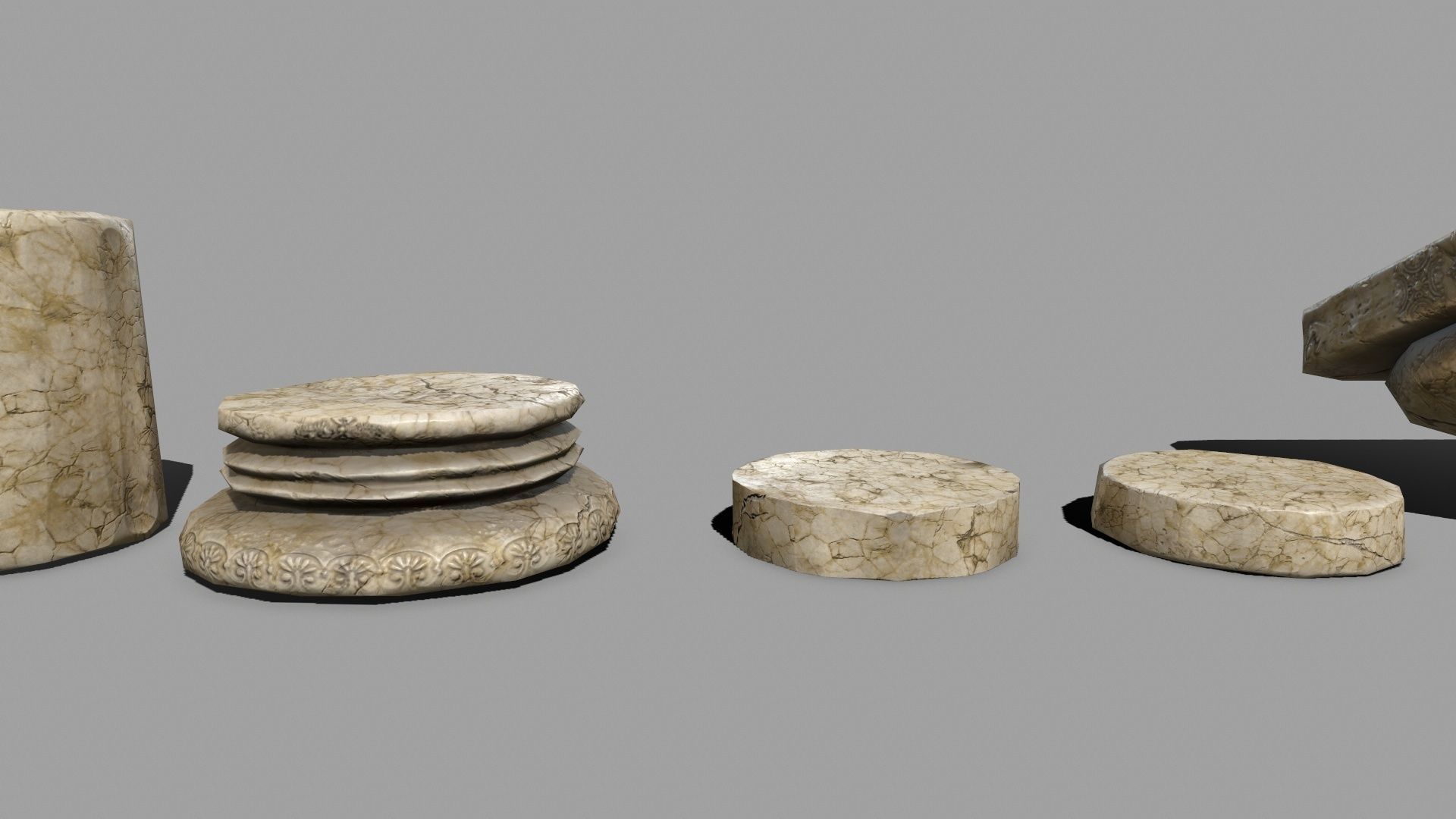 Pillar Set three pillars Low-poly 3D model_12