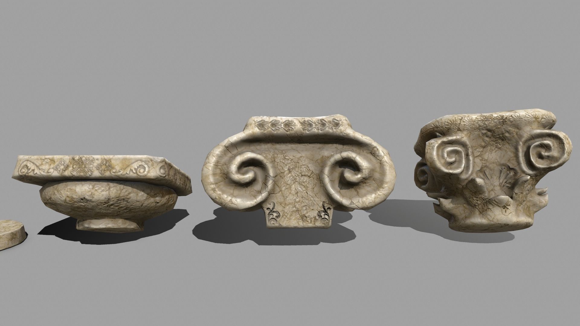 Pillar Set three pillars Low-poly 3D model_13