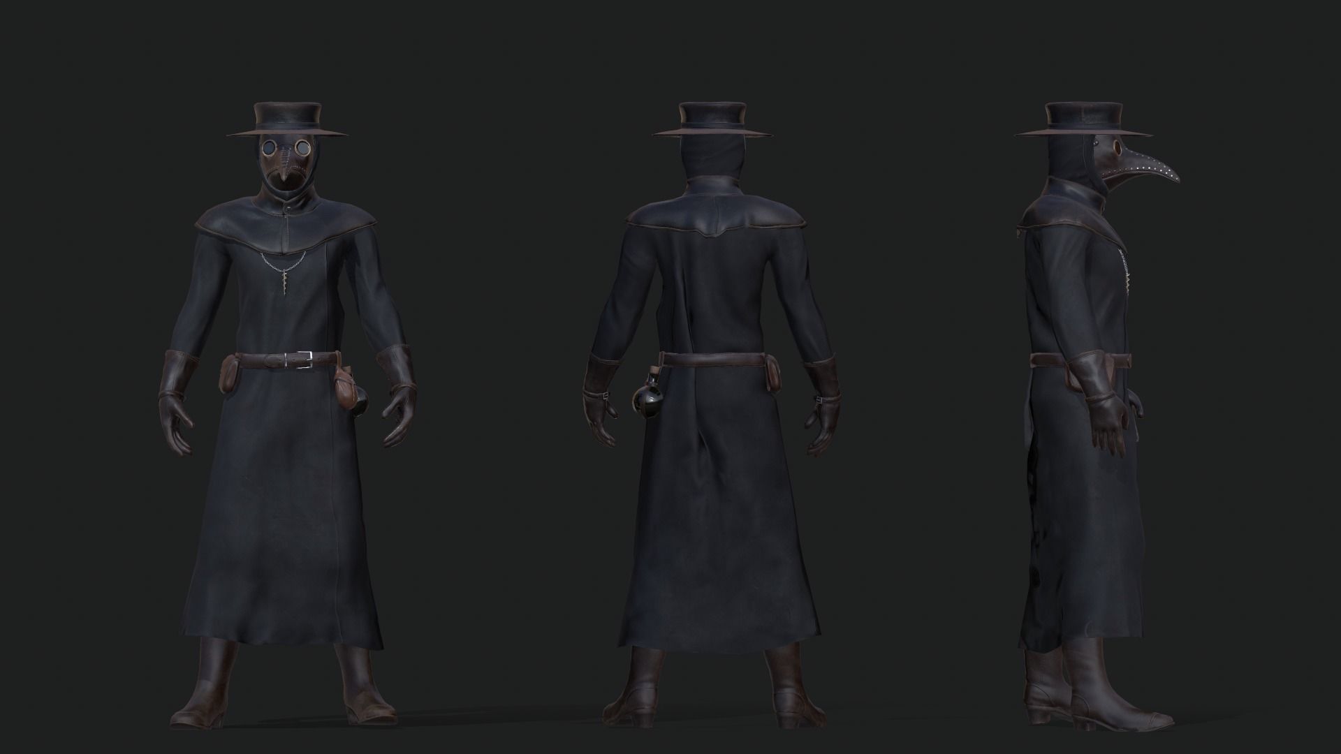 Plague Doctor Low-poly 3D model_6