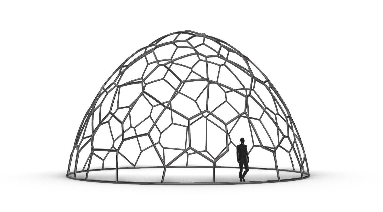 Voronoi Dome structure Geodoesic Like Wireframe 3D model_27