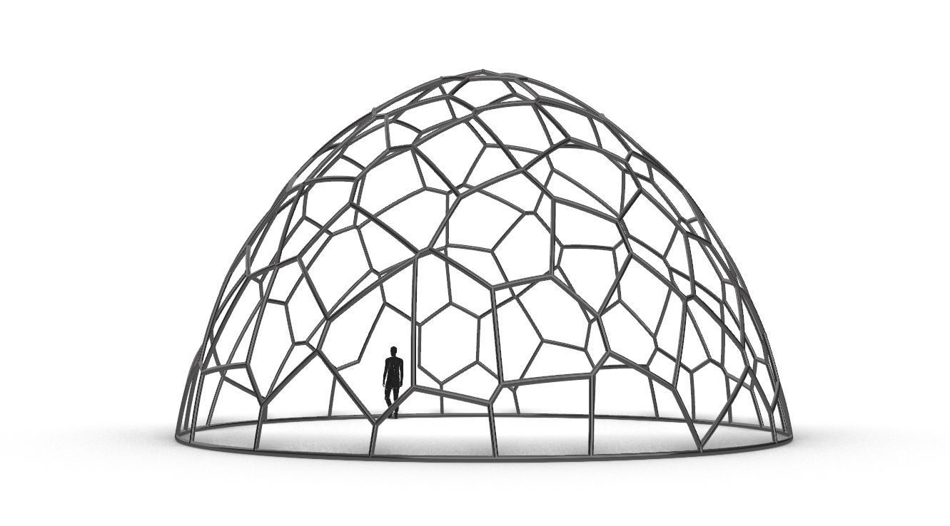 Voronoi Dome structure Geodoesic Like Wireframe 3D model_12