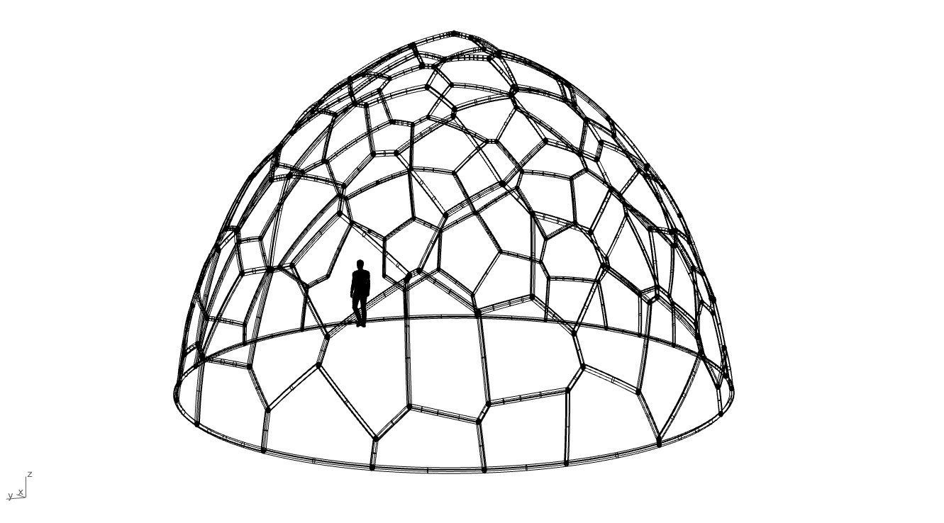 Voronoi Dome structure Geodoesic Like Wireframe 3D model_117