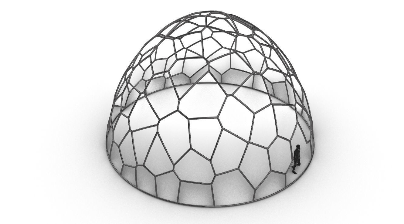 Voronoi Dome structure Geodoesic Like Wireframe 3D model_42