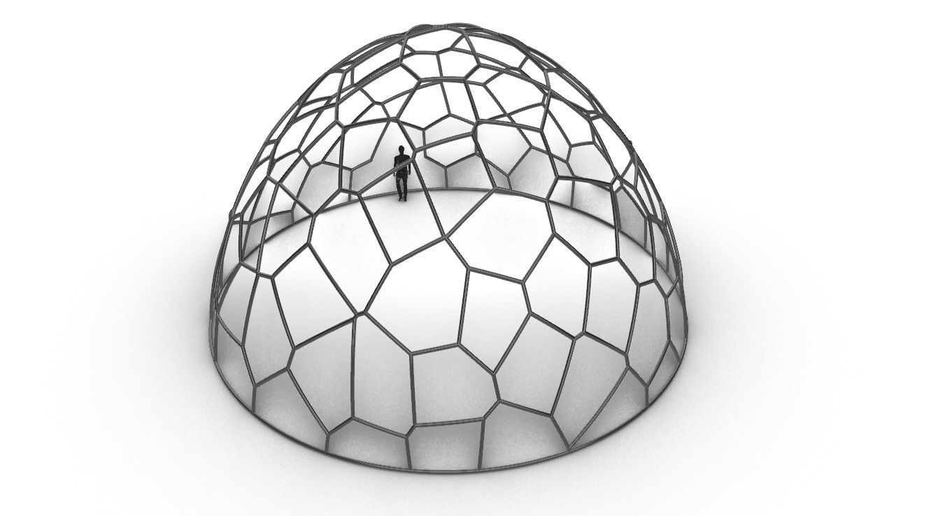 Voronoi Dome structure Geodoesic Like Wireframe 3D model_51