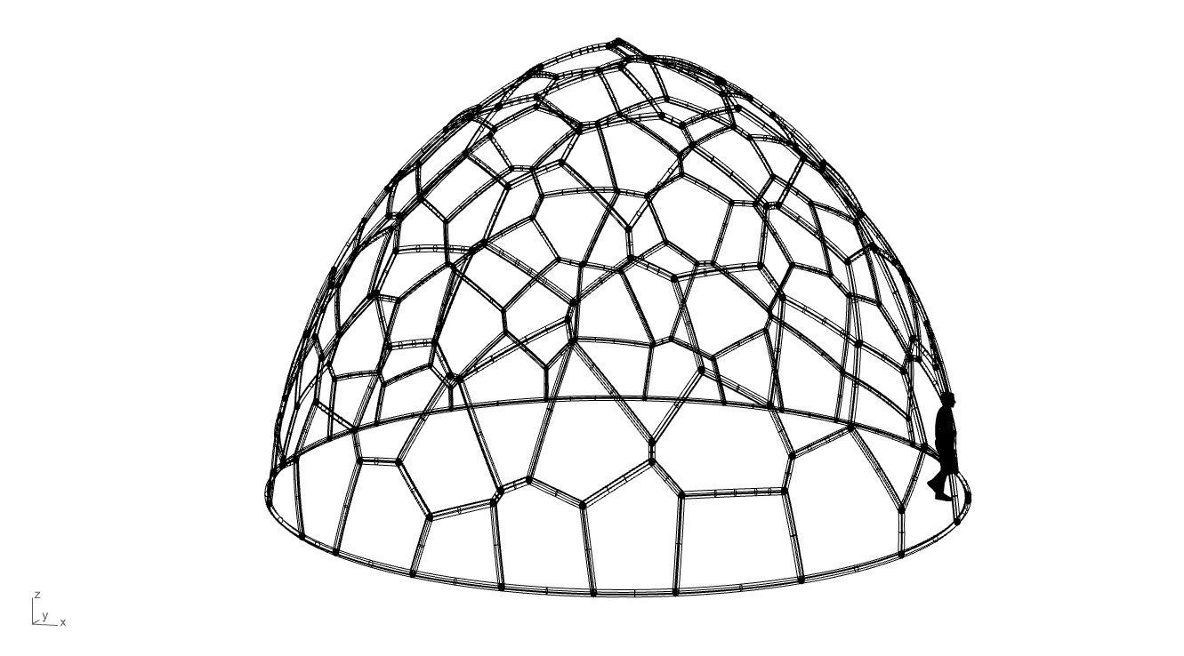 Voronoi Dome structure Geodoesic Like Wireframe 3D model_94