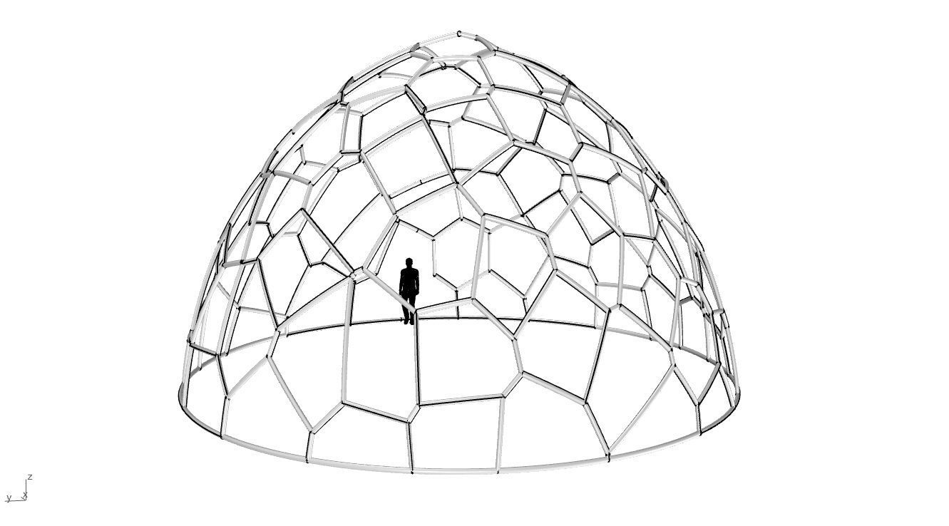 Voronoi Dome structure Geodoesic Like Wireframe 3D model_82