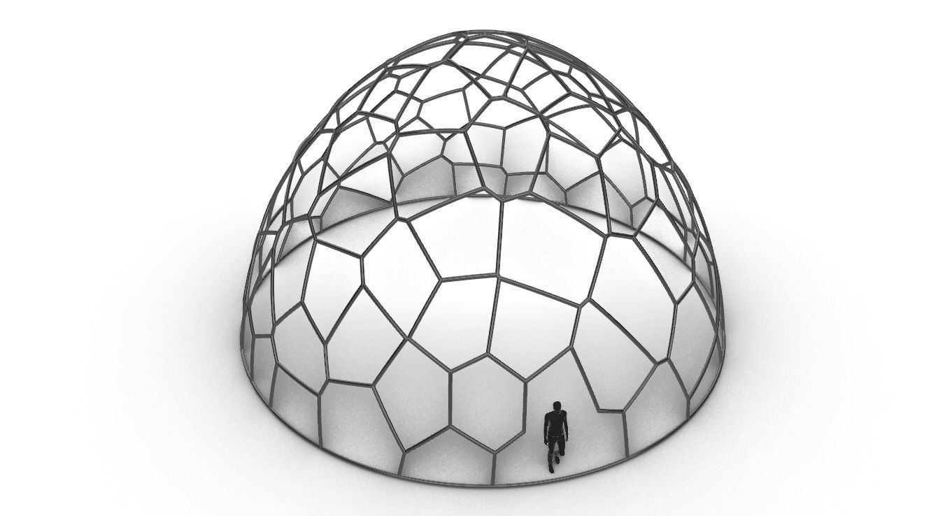 Voronoi Dome structure Geodoesic Like Wireframe 3D model_52