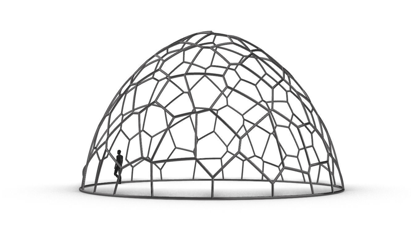 Voronoi Dome structure Geodoesic Like Wireframe 3D model_9