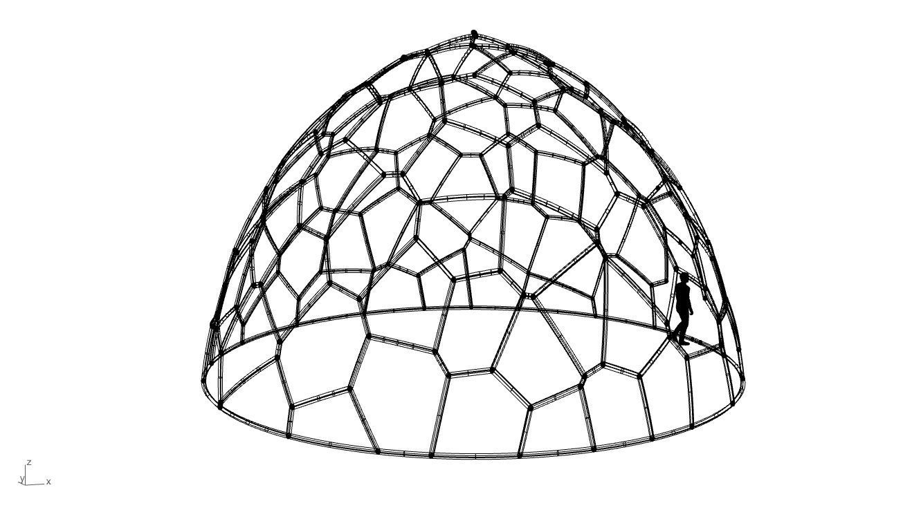 Voronoi Dome structure Geodoesic Like Wireframe 3D model_109