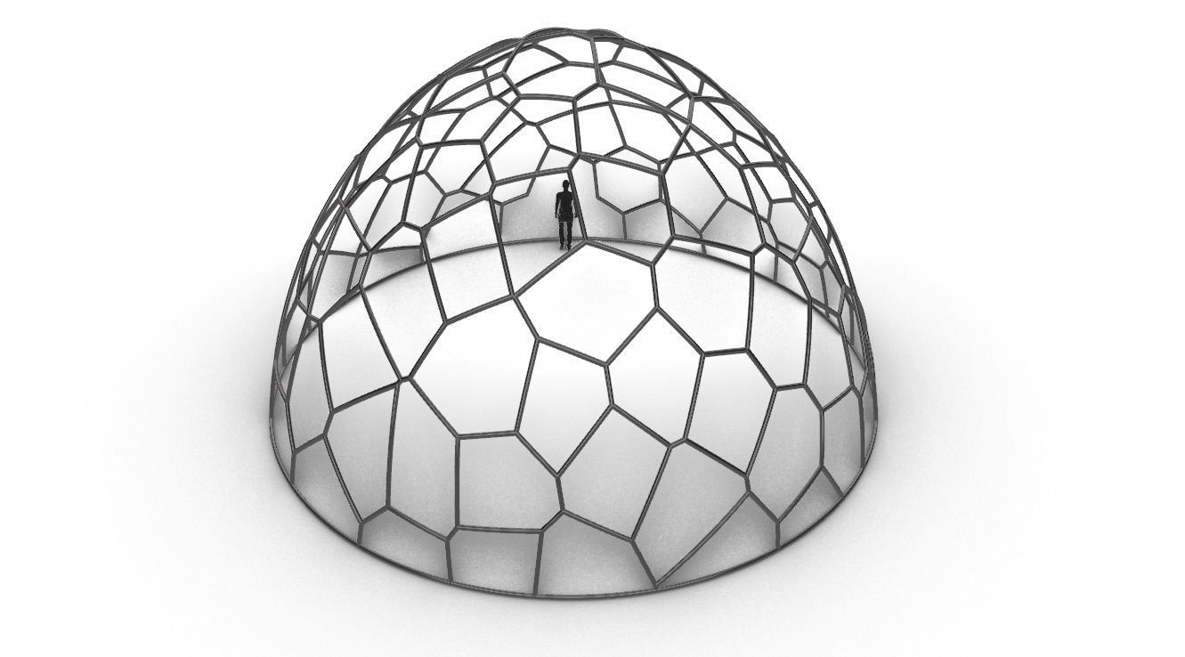 Voronoi Dome structure Geodoesic Like Wireframe 3D model_40