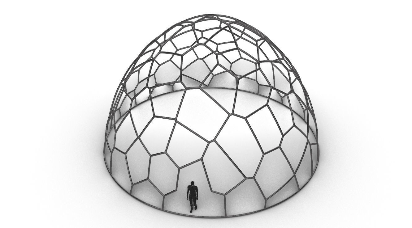 Voronoi Dome structure Geodoesic Like Wireframe 3D model_90