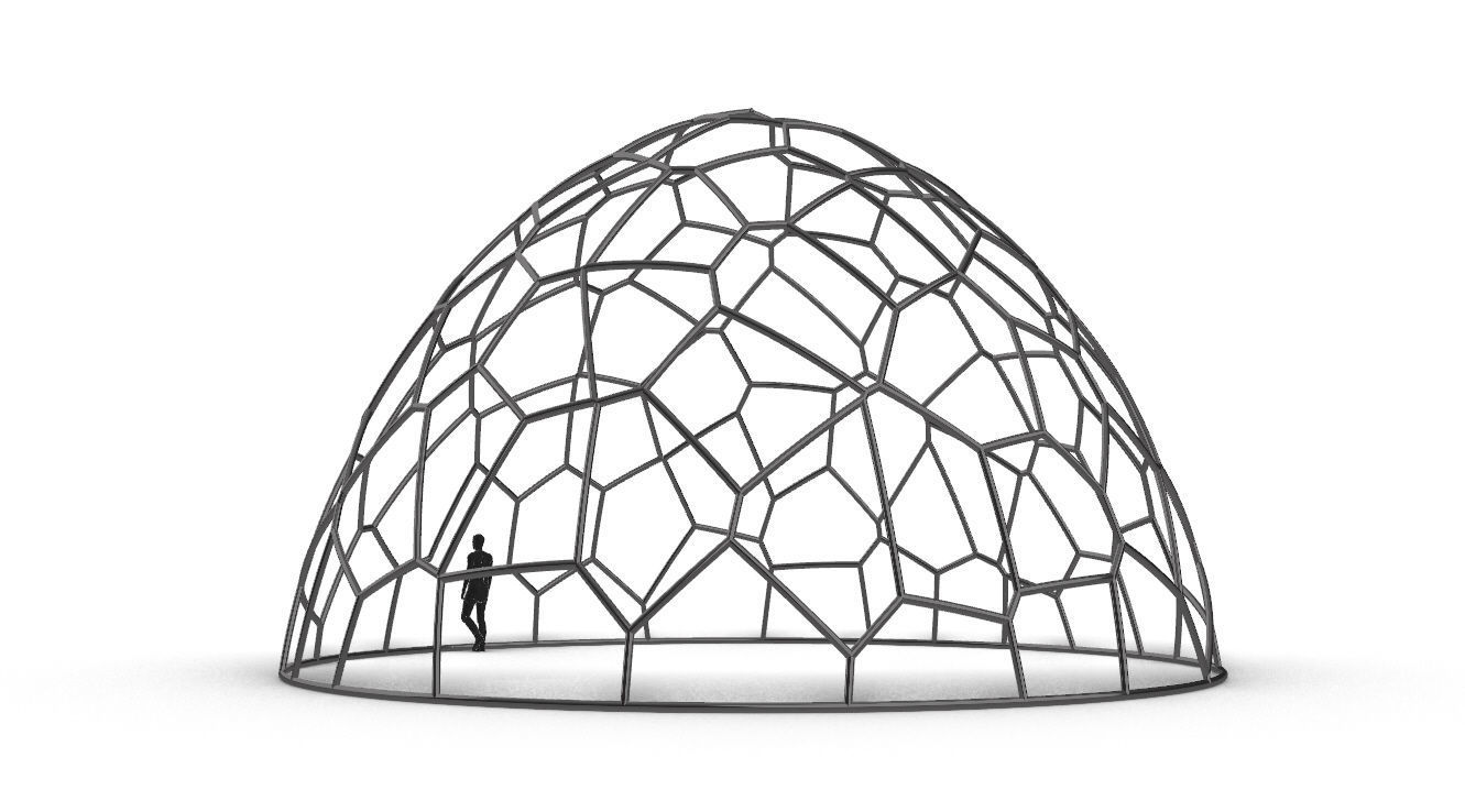 Voronoi Dome structure Geodoesic Like Wireframe 3D model_10