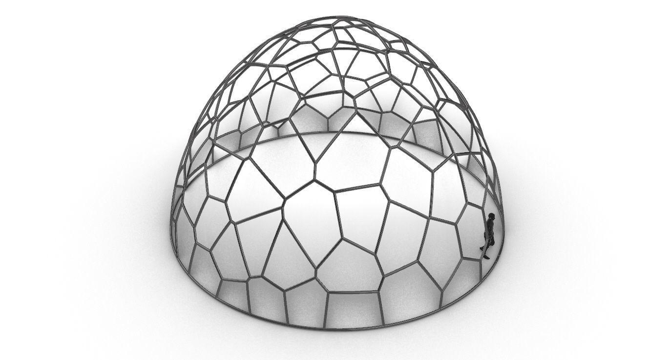 Voronoi Dome structure Geodoesic Like Wireframe 3D model_38