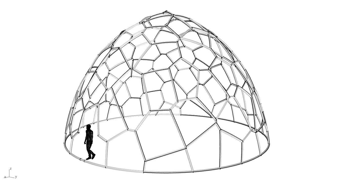 Voronoi Dome structure Geodoesic Like Wireframe 3D model_86