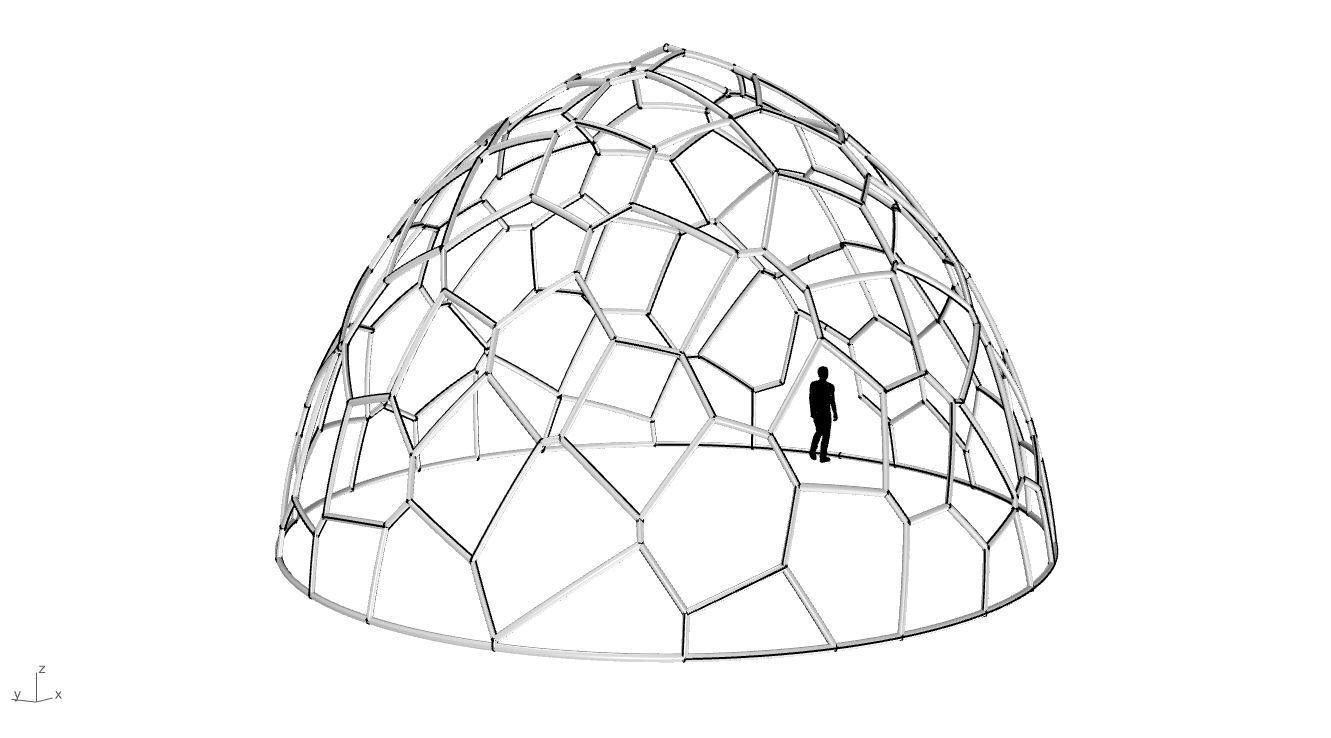 Voronoi Dome structure Geodoesic Like Wireframe 3D model_74