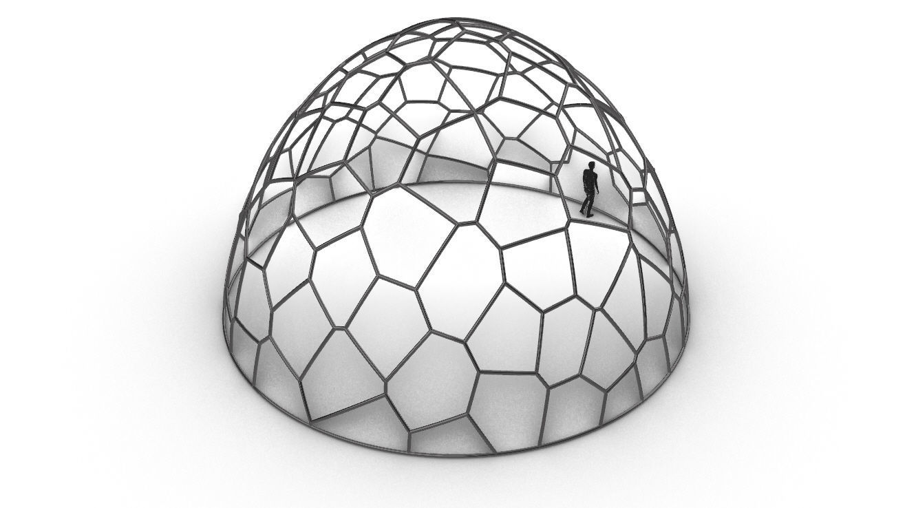 Voronoi Dome structure Geodoesic Like Wireframe 3D model_54