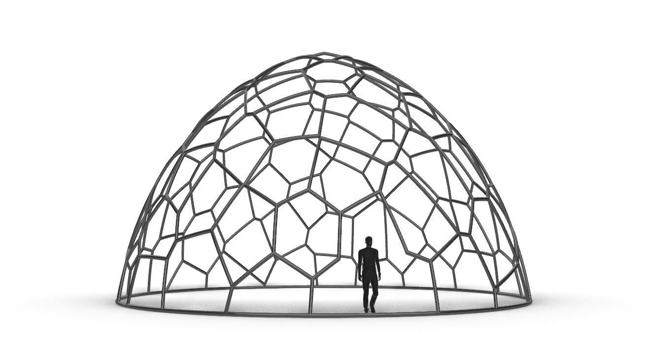 Voronoi Dome structure Geodoesic Like Wireframe 3D model_28