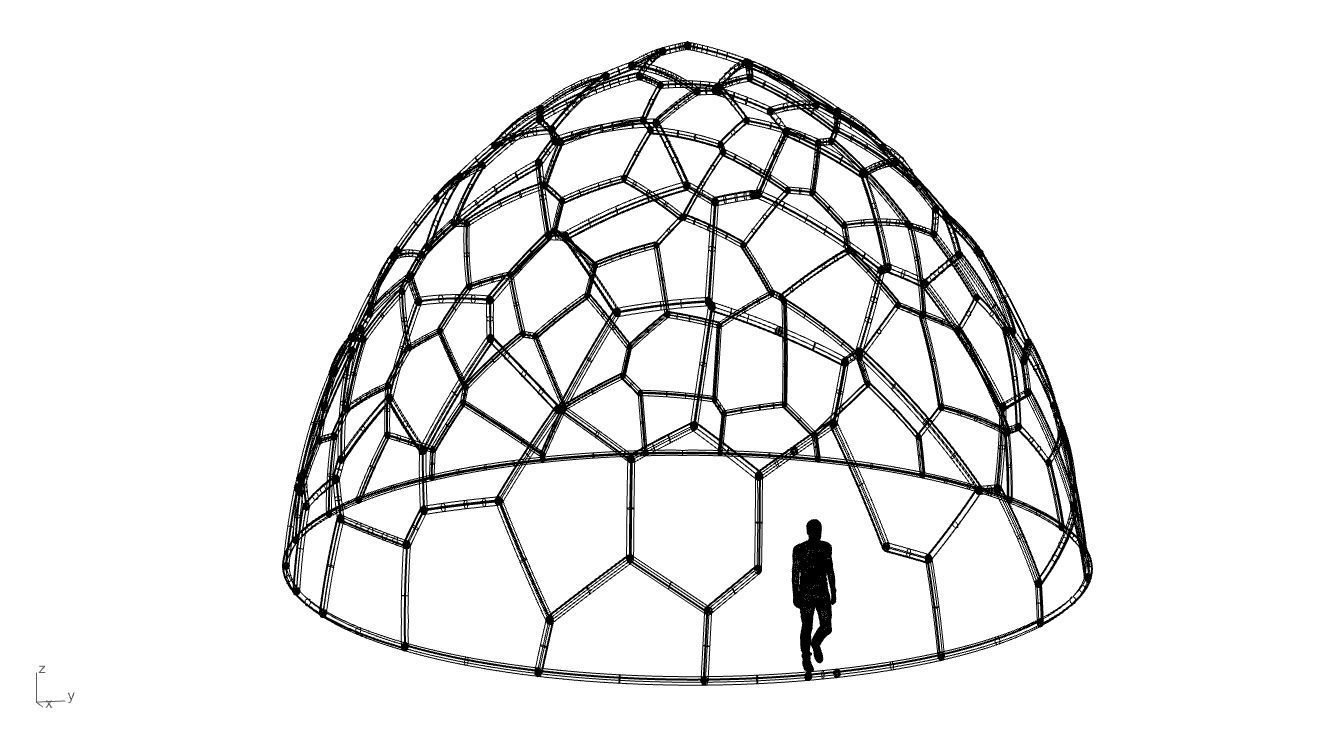 Voronoi Dome structure Geodoesic Like Wireframe 3D model_107
