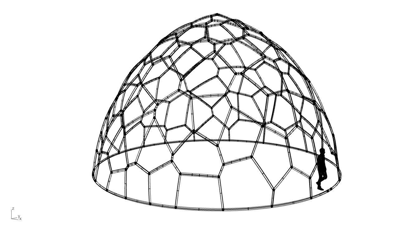 Voronoi Dome structure Geodoesic Like Wireframe 3D model_97