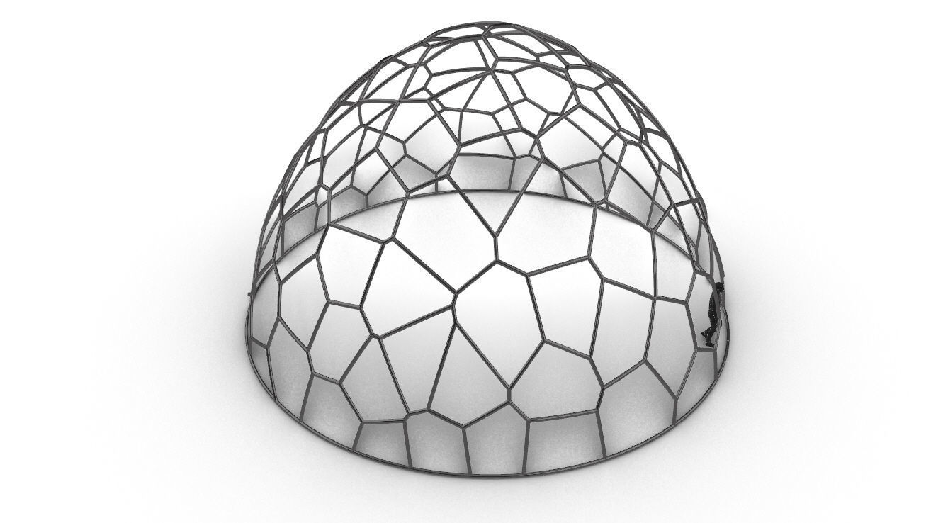 Voronoi Dome structure Geodoesic Like Wireframe 3D model_48