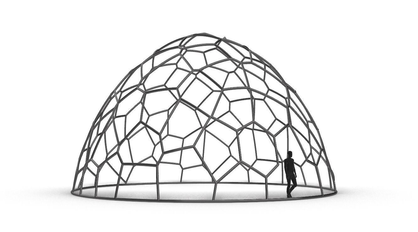 Voronoi Dome structure Geodoesic Like Wireframe 3D model_26