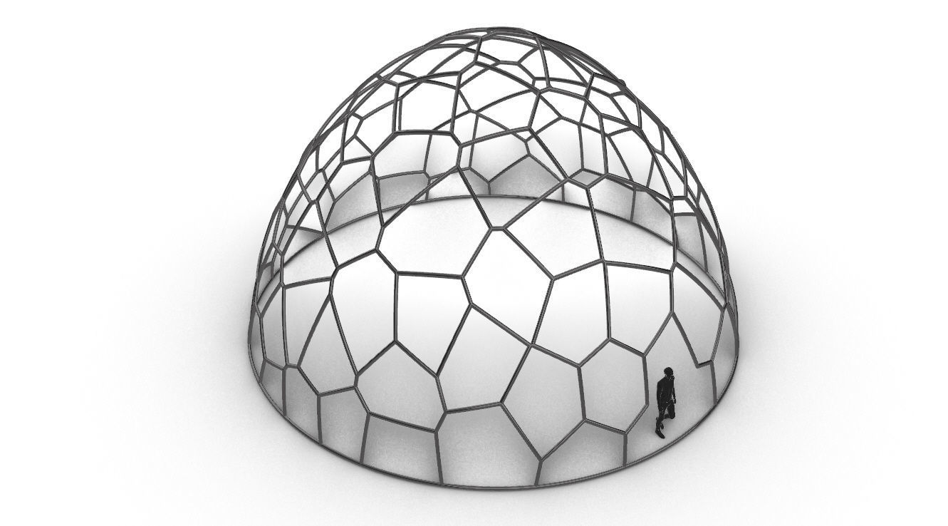 Voronoi Dome structure Geodoesic Like Wireframe 3D model_50