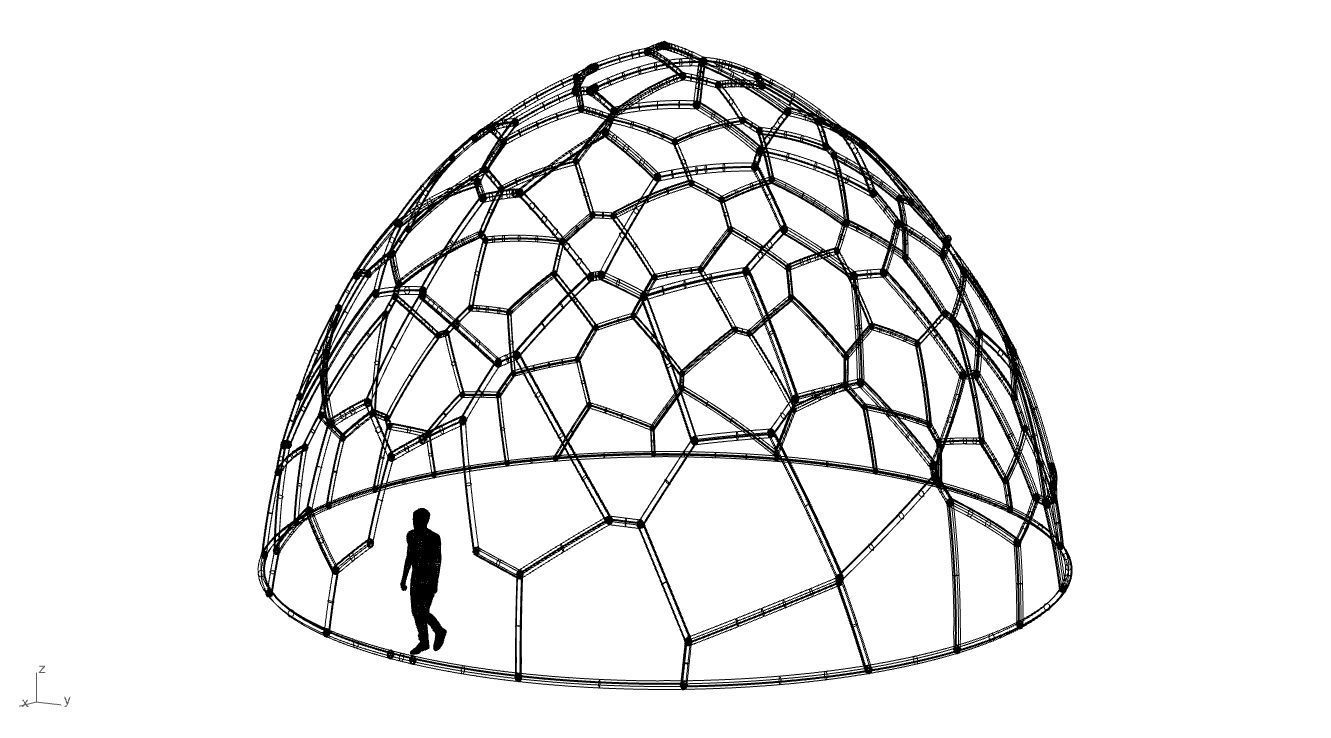 Voronoi Dome structure Geodoesic Like Wireframe 3D model_113
