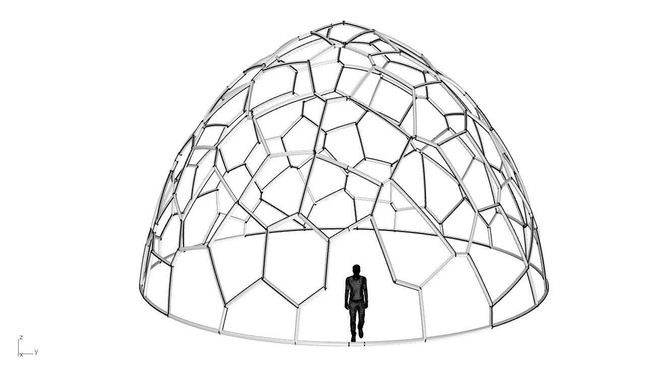 Voronoi Dome structure Geodoesic Like Wireframe 3D model_115