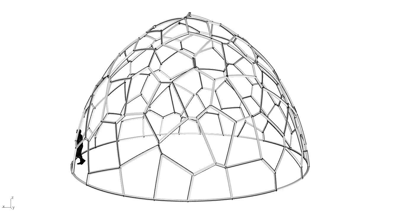 Voronoi Dome structure Geodoesic Like Wireframe 3D model_70