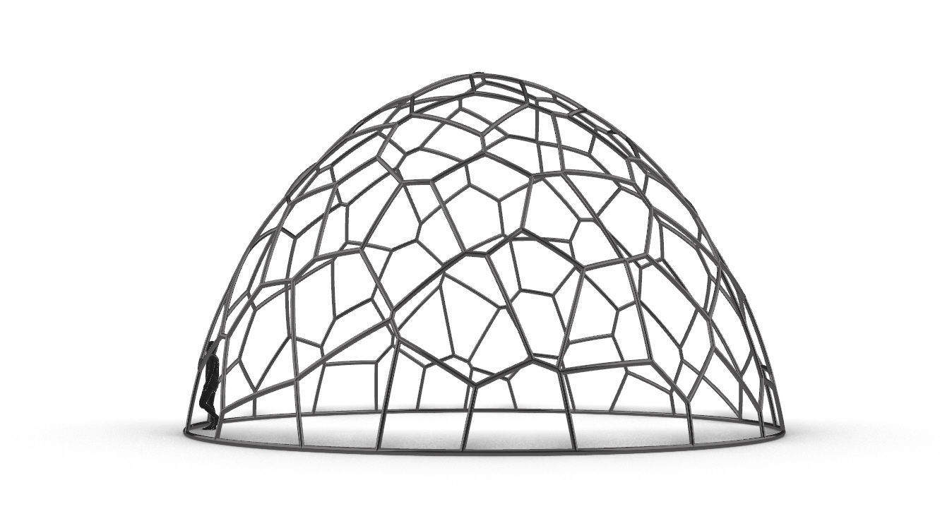 Voronoi Dome structure Geodoesic Like Wireframe 3D model_6
