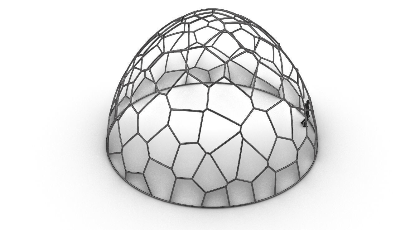 Voronoi Dome structure Geodoesic Like Wireframe 3D model_34
